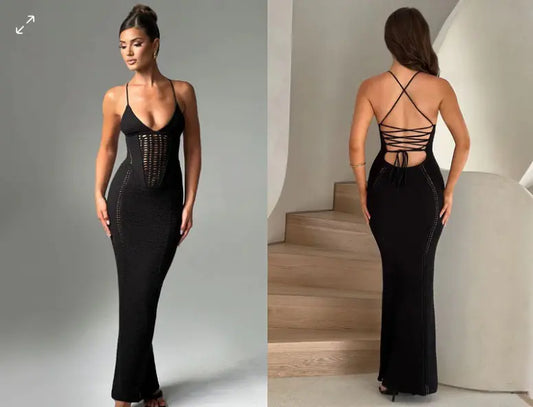 Backless Knitted Maxi Dress 1