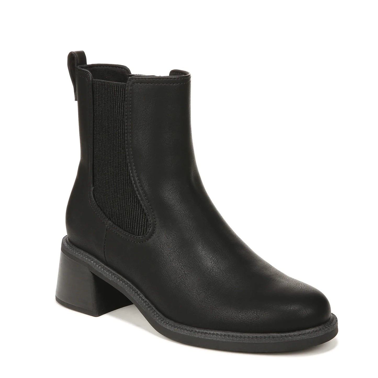 Dr. Scholls Womens Redux Mid Calf Block Heel Boot Black Smooth 7.5 M