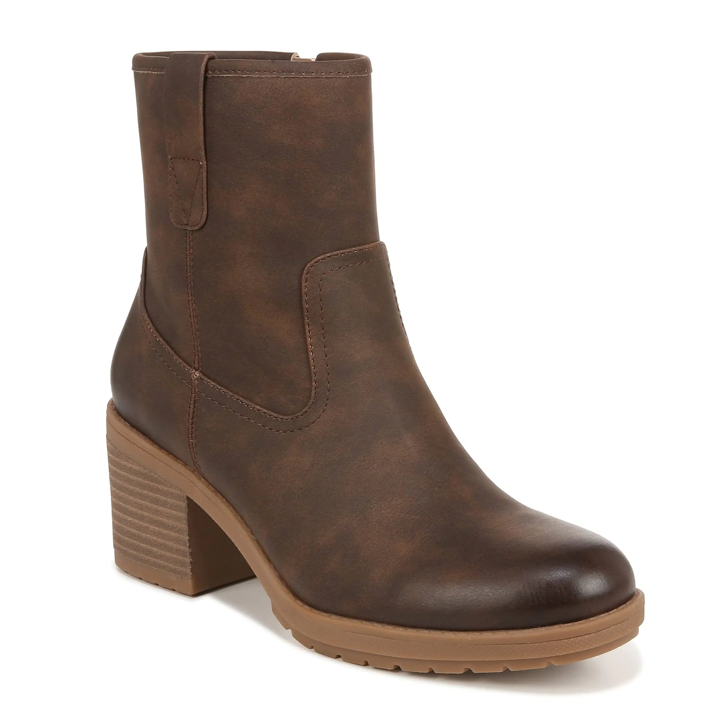 Dr. Scholls Shoes Womens Pearl Mid Calf Block Heel Boot Chestnut Smooth 6.5 M