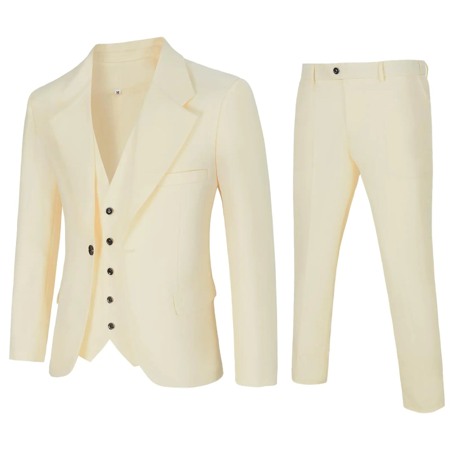 Mens Suit Slim Fit 3 Piece Suits for Men One Button Solid Jacket Vest Pants Tuxedo Set(Z3793WHXL)