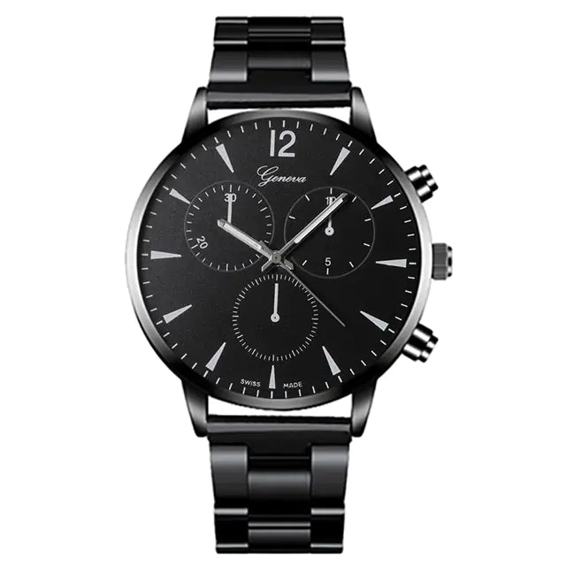 3PCS Men's Fashion Business Watches with Necklace Set