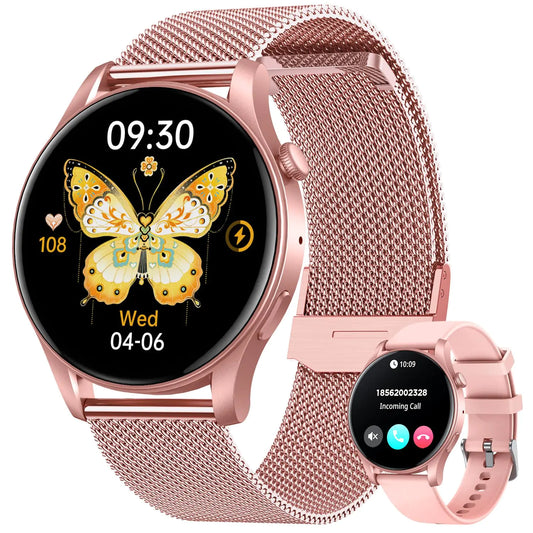 Smartwatch for Women Fitness Watch: 1.43" Amoled Touchscreen Smart Watch Answer/Make Call with Heart Rate Blood Pressure Sleep Monitor 100+ Sports Modes Fitness Tracker IP67 Waterproof for Android iOS