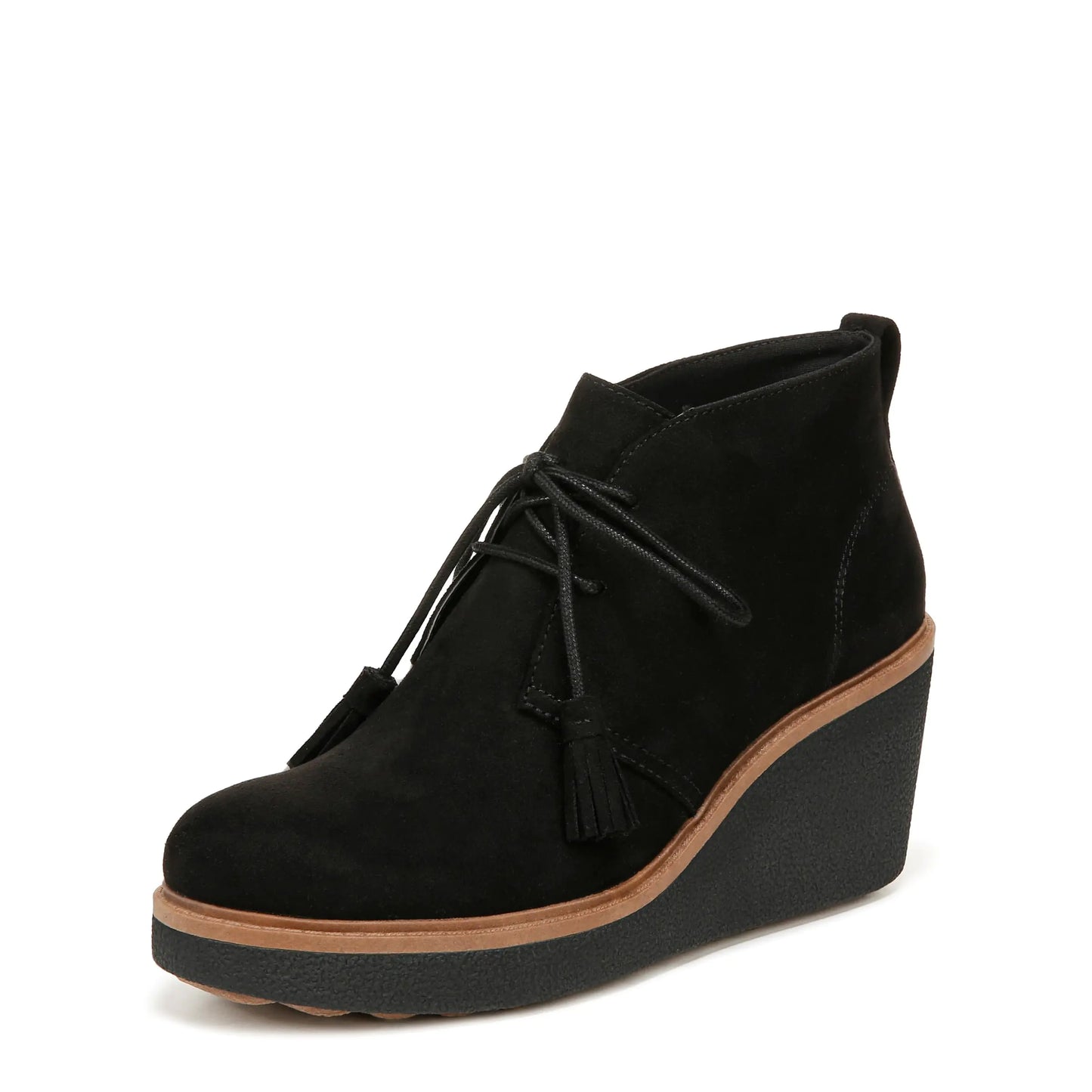 Dr. Scholls Womens Aurora Wedge Boot Black Microfiber 6 M