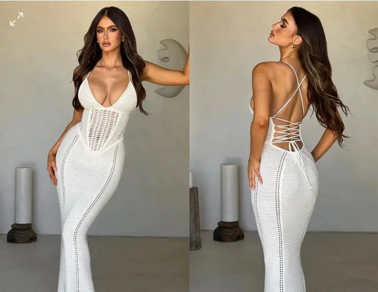 Backless Knitted Maxi Dress 1