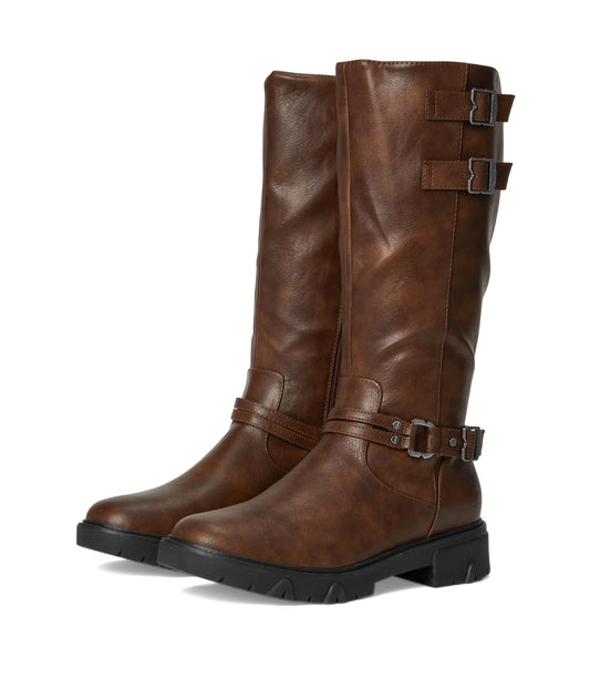 Dr. Scholls Womens Headstart Moto Knee High Boot Chestnut Smooth 10 M