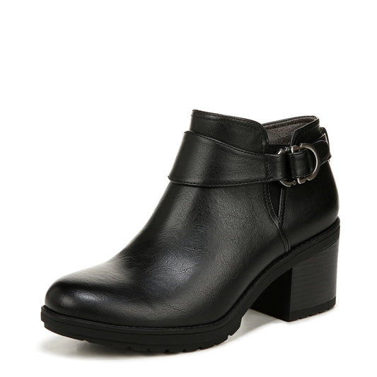Dr. Scholls Womens Prue Block Heel Ankle Bootie Black Faux Leather 11 M
