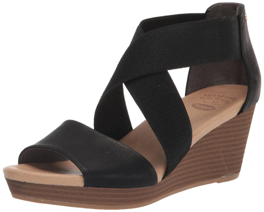 Dr. Scholls Shoes Womens Barton Band Wedge Black Smooth 8.5 M