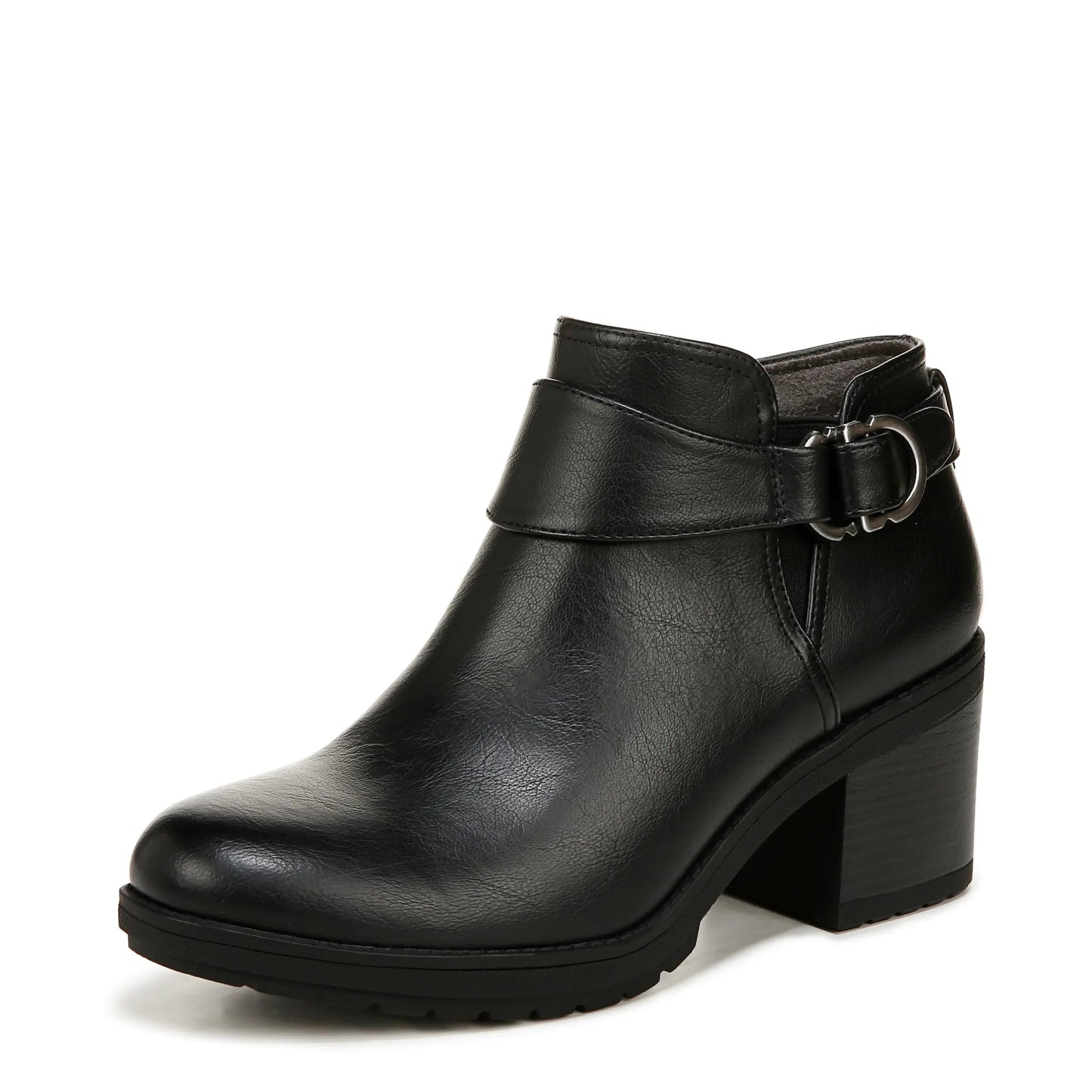 Dr. Scholls Womens Prue Block Heel Ankle Bootie Black Faux Leather 11 M