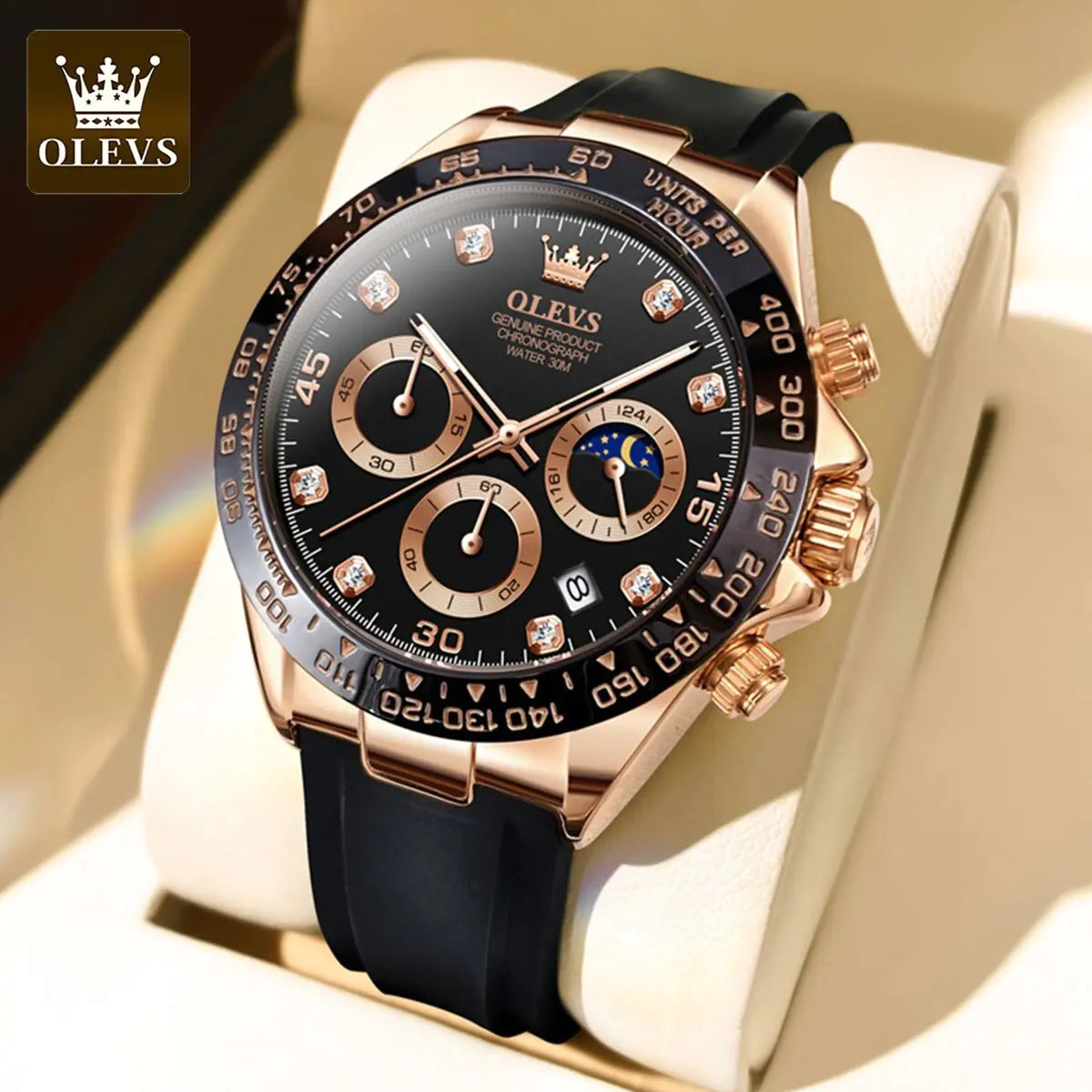 OLEVS Luxury Waterproof Quartz Men's Chronograph Watch