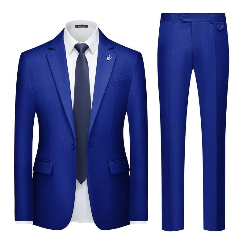 MAGE MALE Mens 2 Piece Suit Slim Fit Solid Wedding Prom Tuxedo Suit with One Button Notch Lapel Blazer and Pants Royal Blue
