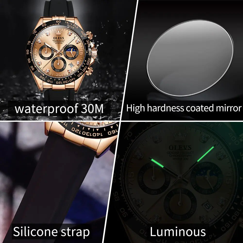 OLEVS Luxury Waterproof Quartz Men's Chronograph Watch