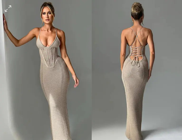 Backless Knitted Maxi Dress 1