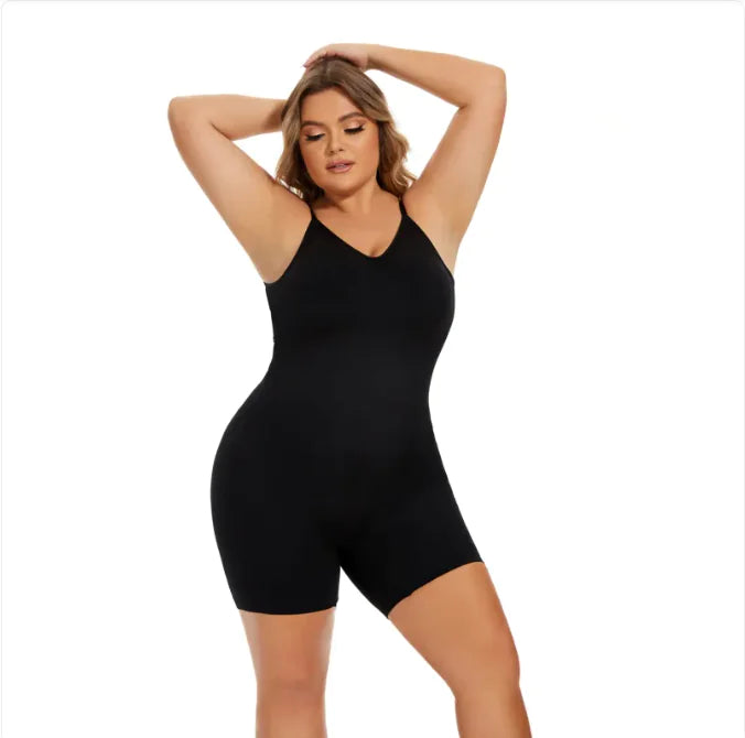 Simple Waist Fitted Belly Contracting And Hip Lifting Exposed Back Beauty Back Boxer Jumpsuit