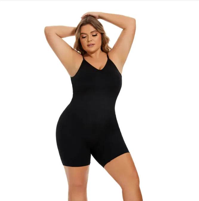 Simple Waist Fitted Belly Contracting And Hip Lifting Exposed Back Beauty Back Boxer Jumpsuit
